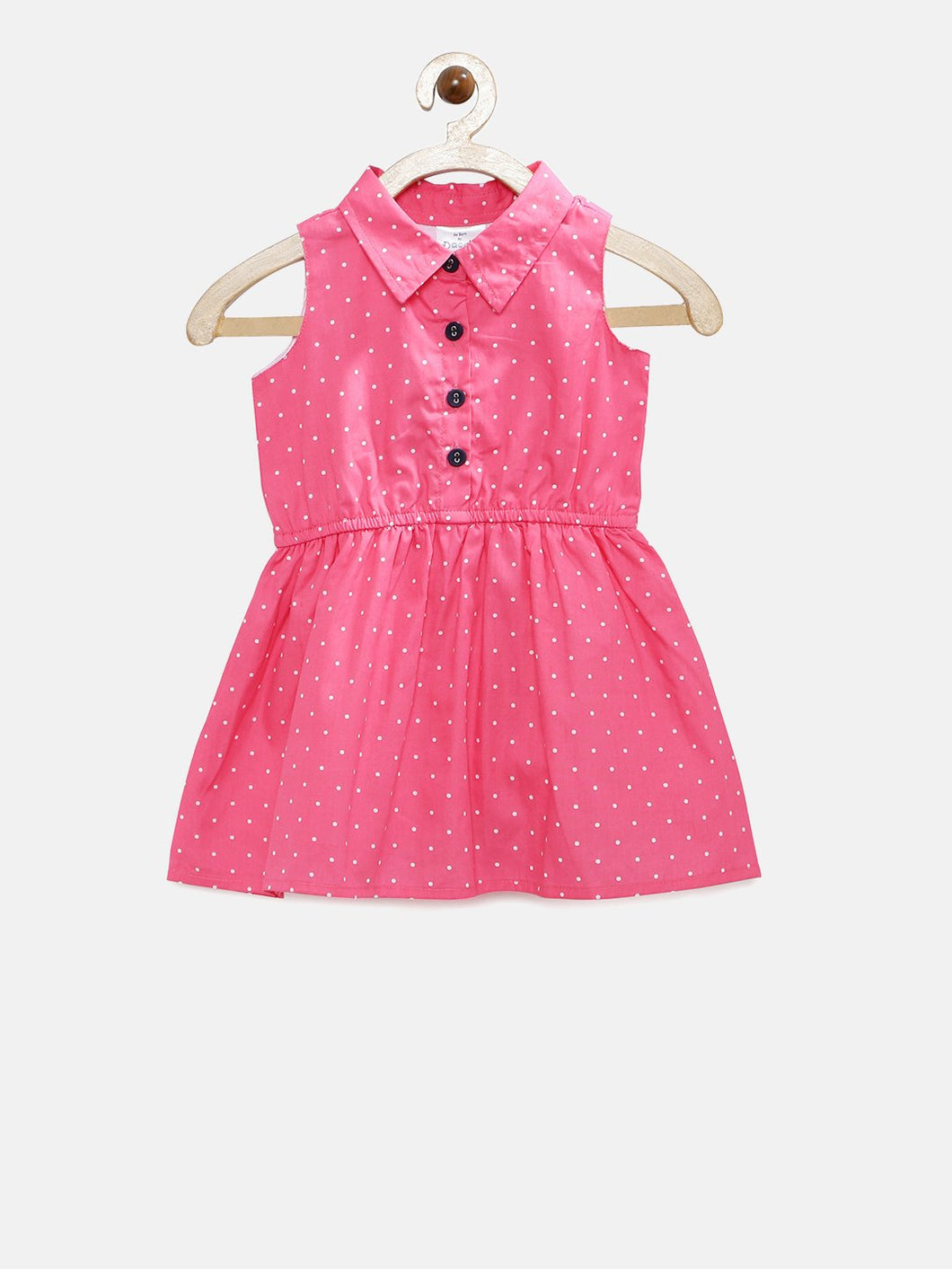 Girls Pink Printed Fit & Flare Dress