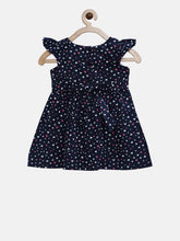 Load image into Gallery viewer, Girls Navy Blue &amp; Pink Printed Fit &amp; Flare Dress