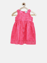 Load image into Gallery viewer, Girls Pink Self Design A-Line Dress