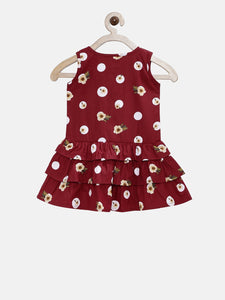 Girls Pink Self Design A-Line Dress
