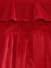 Load image into Gallery viewer, Girls Red Self Design Fit and Flare Dress