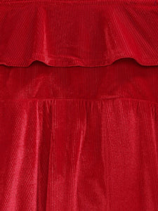 Girls Red Self Design Fit and Flare Dress